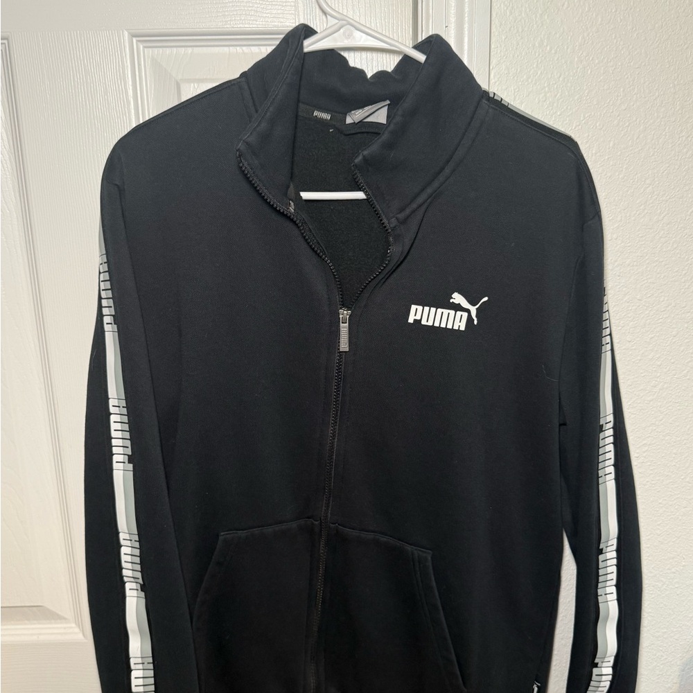 Puma Black Full-Zip Jacket with White Accents